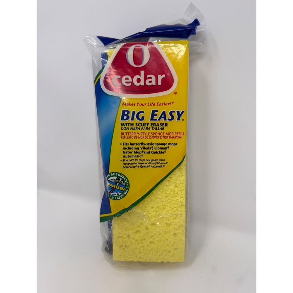 O-Cedar Big Easy‎ Butterfly Sponge Mop Refill with Scuff Eraser Yellow New